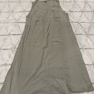 Flax Linen Sleeveless Maxi Lagenlook Layer Earthy Dress Art to Wear Large Long